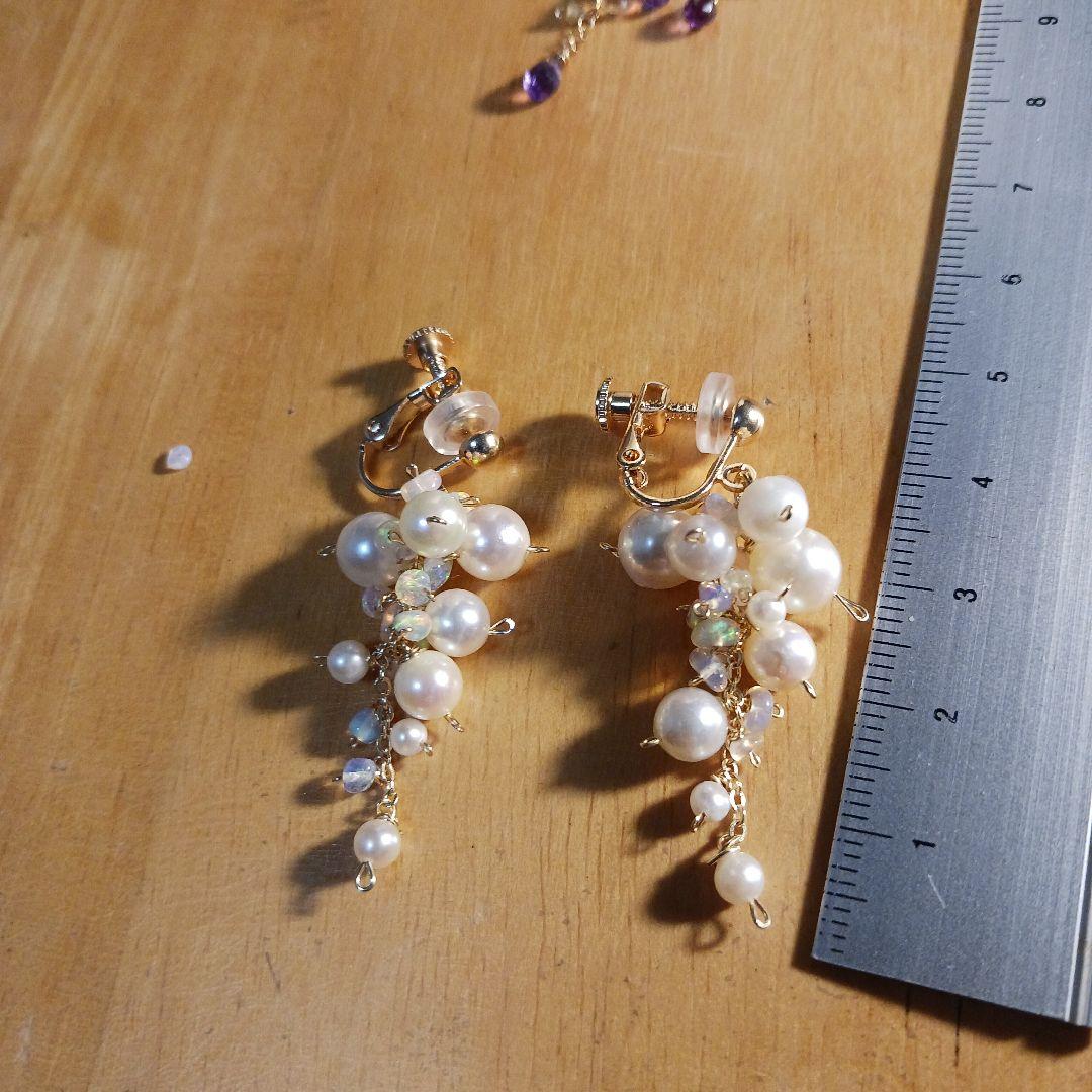 わぁイズ様ご参考。あこやバロック月の雫のピアス14kgf