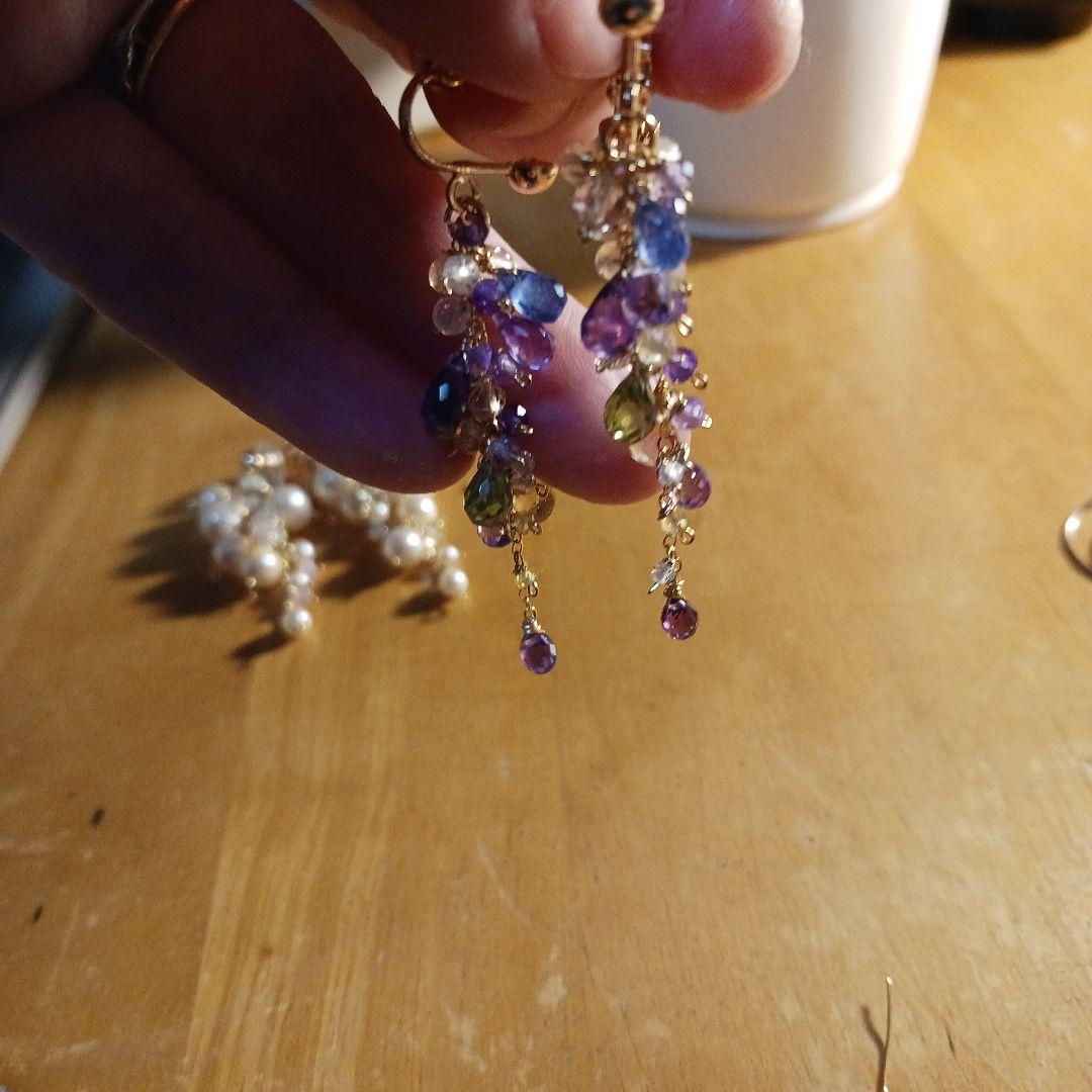 わぁイズ様ご参考。あこやバロック月の雫のピアス14kgf