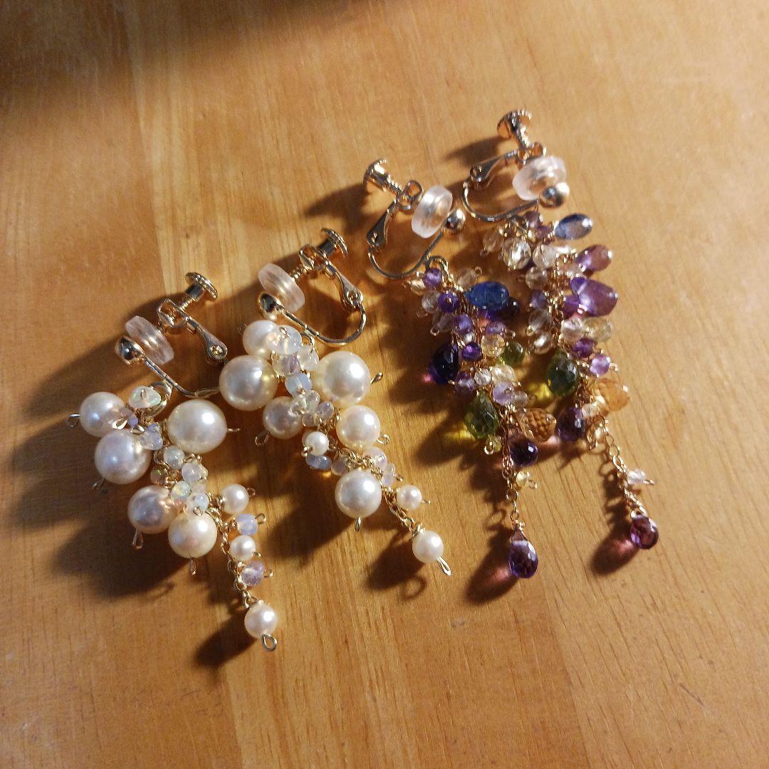 わぁイズ様ご参考。あこやバロック月の雫のピアス14kgf