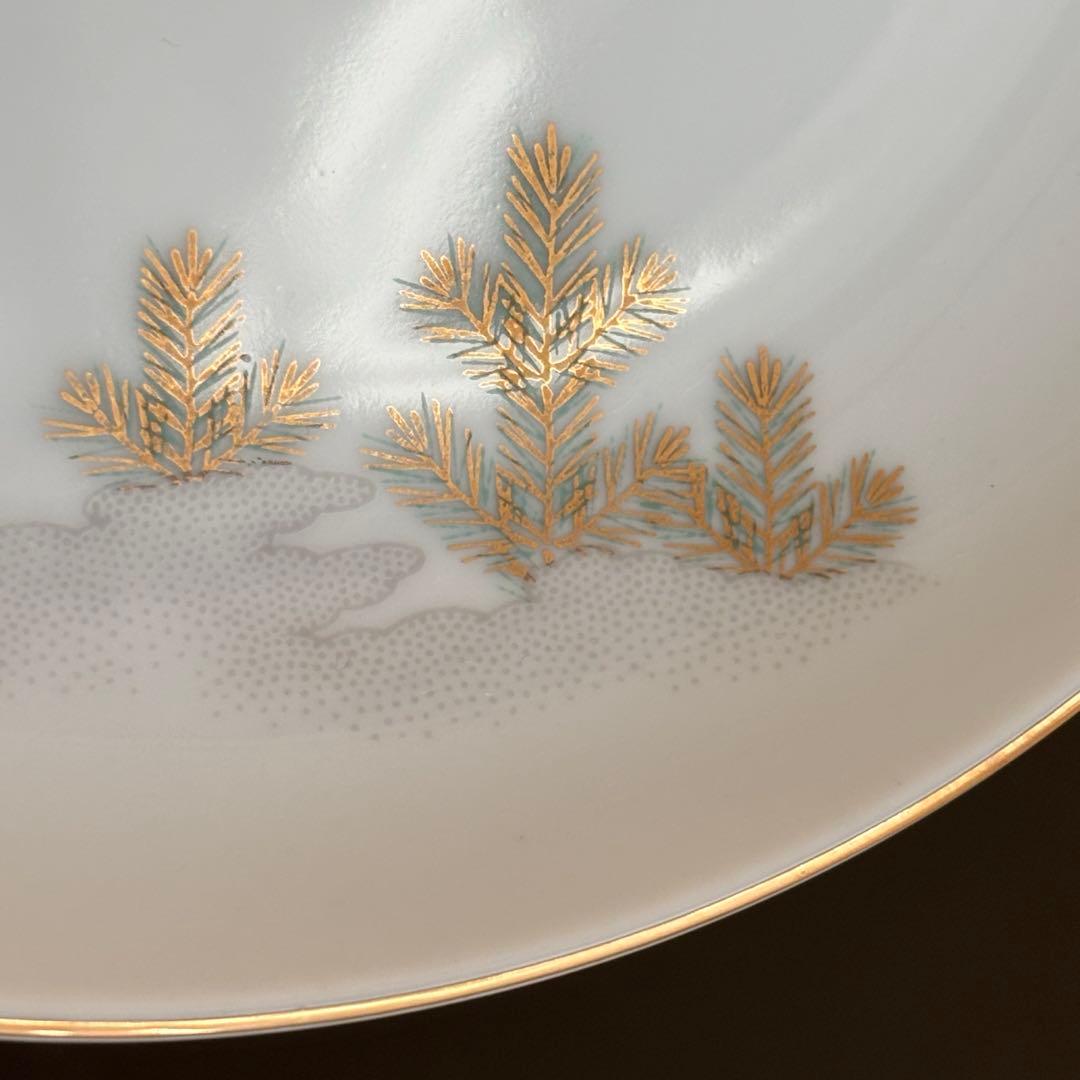 宮内庁御用達 有田焼窯元 深川製磁 鶴松金彩 大皿1枚 取皿5枚 合計6枚