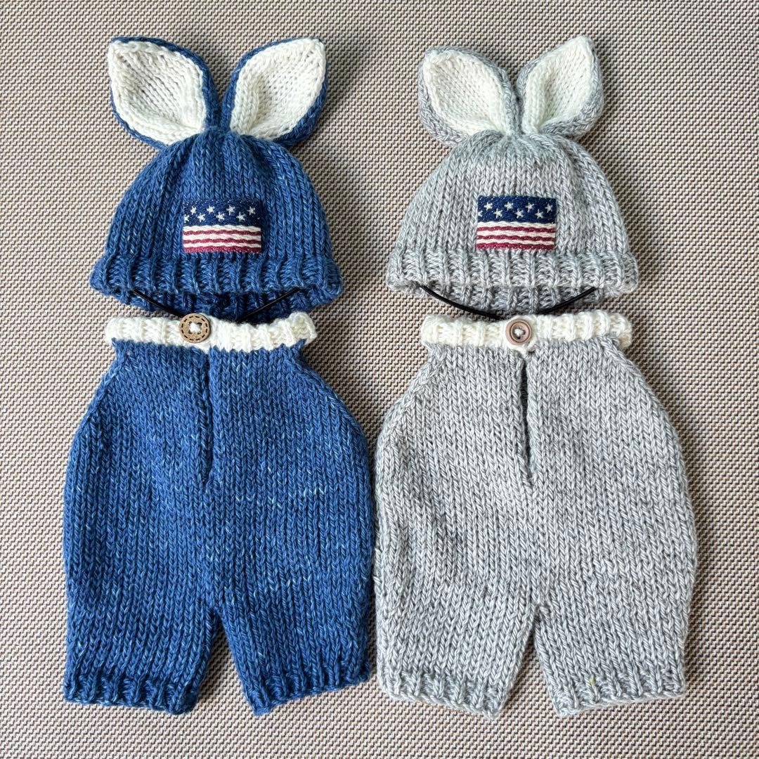 専用　ロボホン　うさ耳帽子とツナギのセット　シルバーグレー＊ブルー2着セット