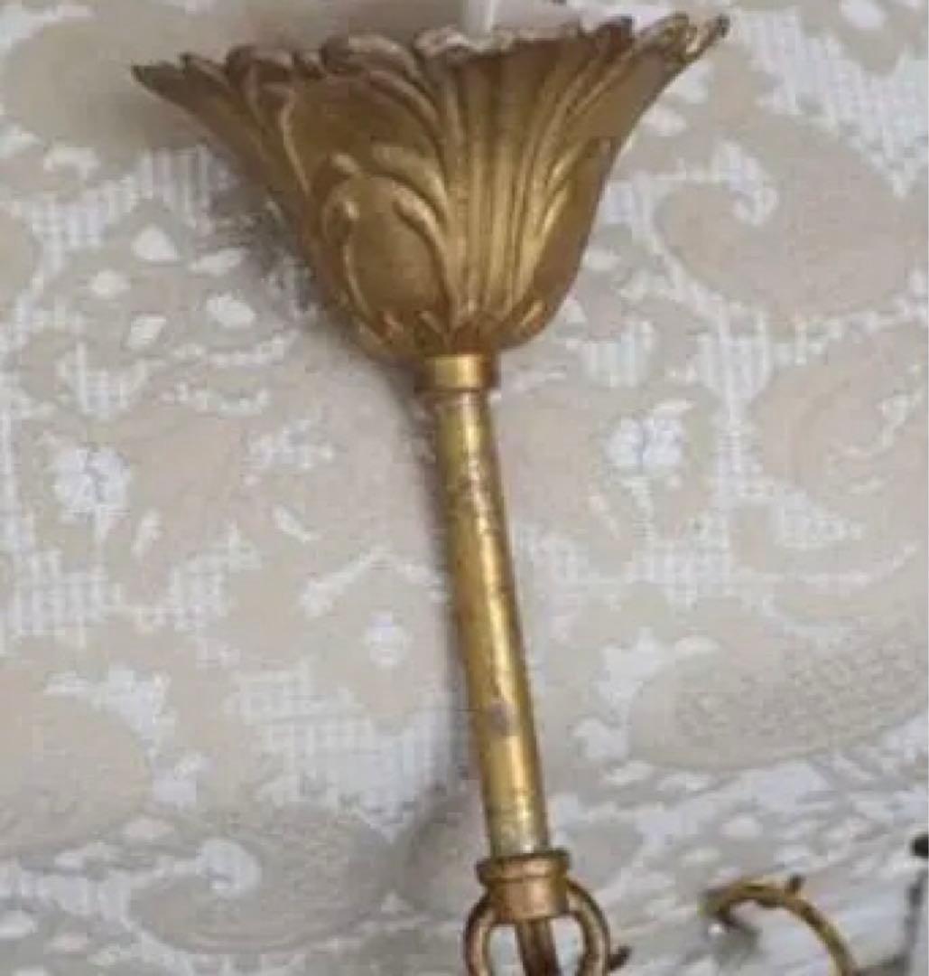 フランス アンティーク シャンデリア 6灯 クリスタル シャビー