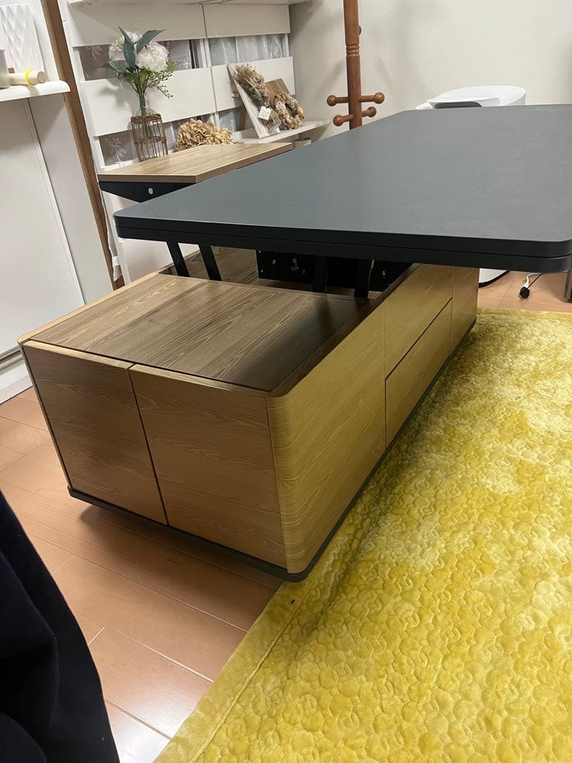 昇降テーブル　センターテーブル　ローテーブル　120cm 大容量収納付き！