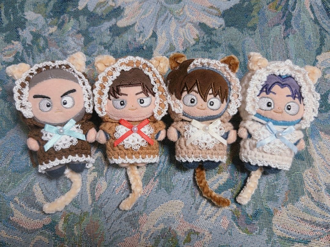 ぬい服 ねこセット ねこみみ付きボンネット＋しっぽ付きワンピース