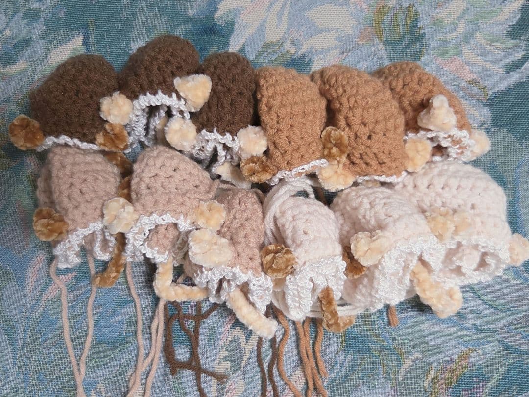 ぬい服 ねこセット ねこみみ付きボンネット＋しっぽ付きワンピース