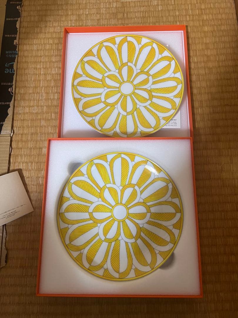 新品未使用 エルメス 食器 ソレイユ デザートプレート 2枚セット 付属品完備