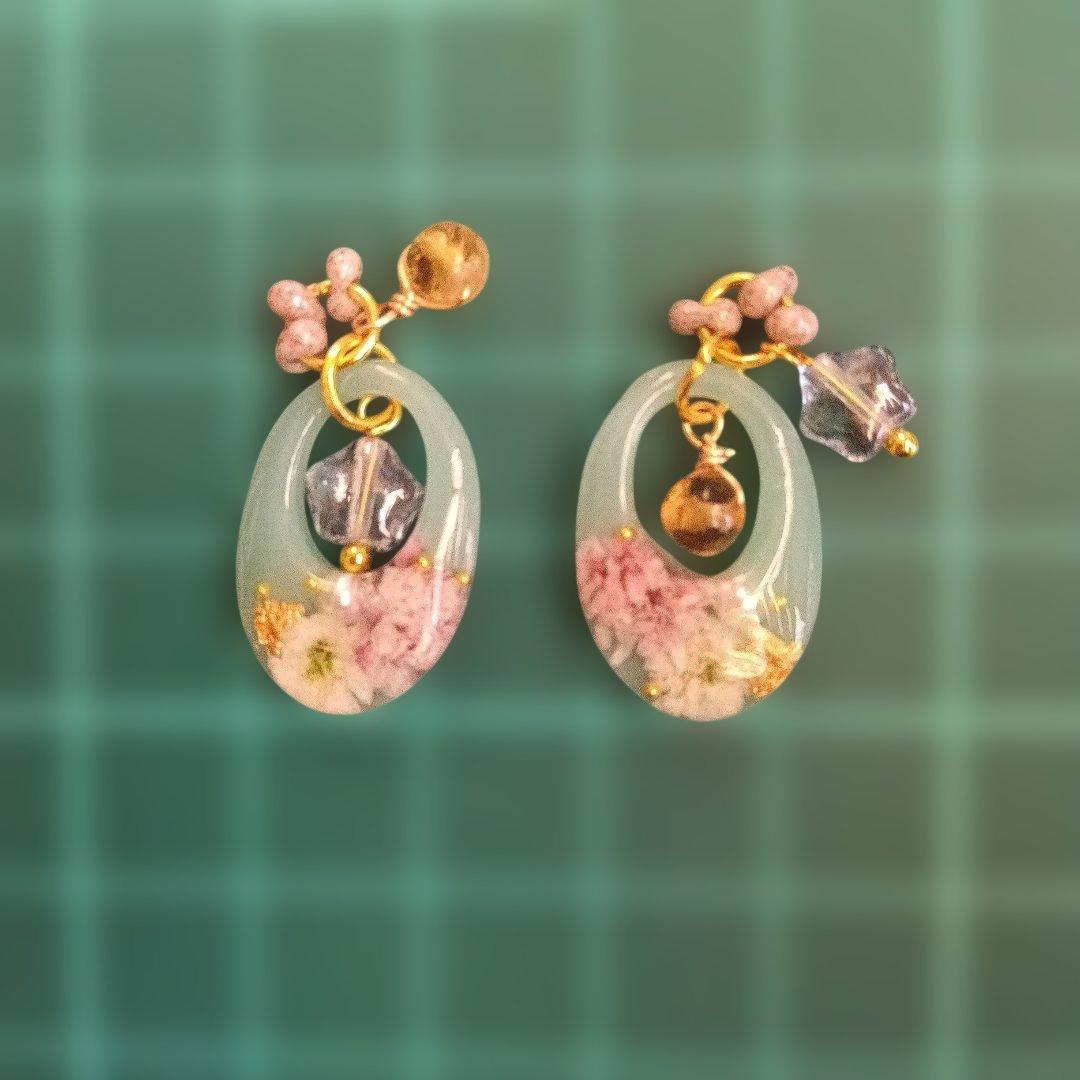 9171 フラワーレジン チェコビーズ シトリン ファルファーレ ド パーツ