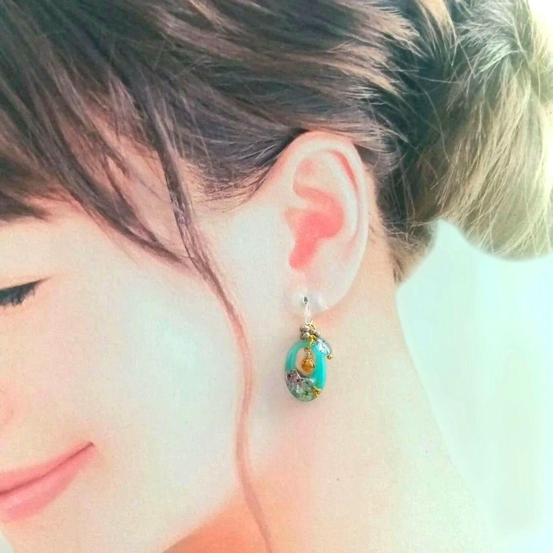 9171 フラワーレジン チェコビーズ シトリン ファルファーレ ド パーツ