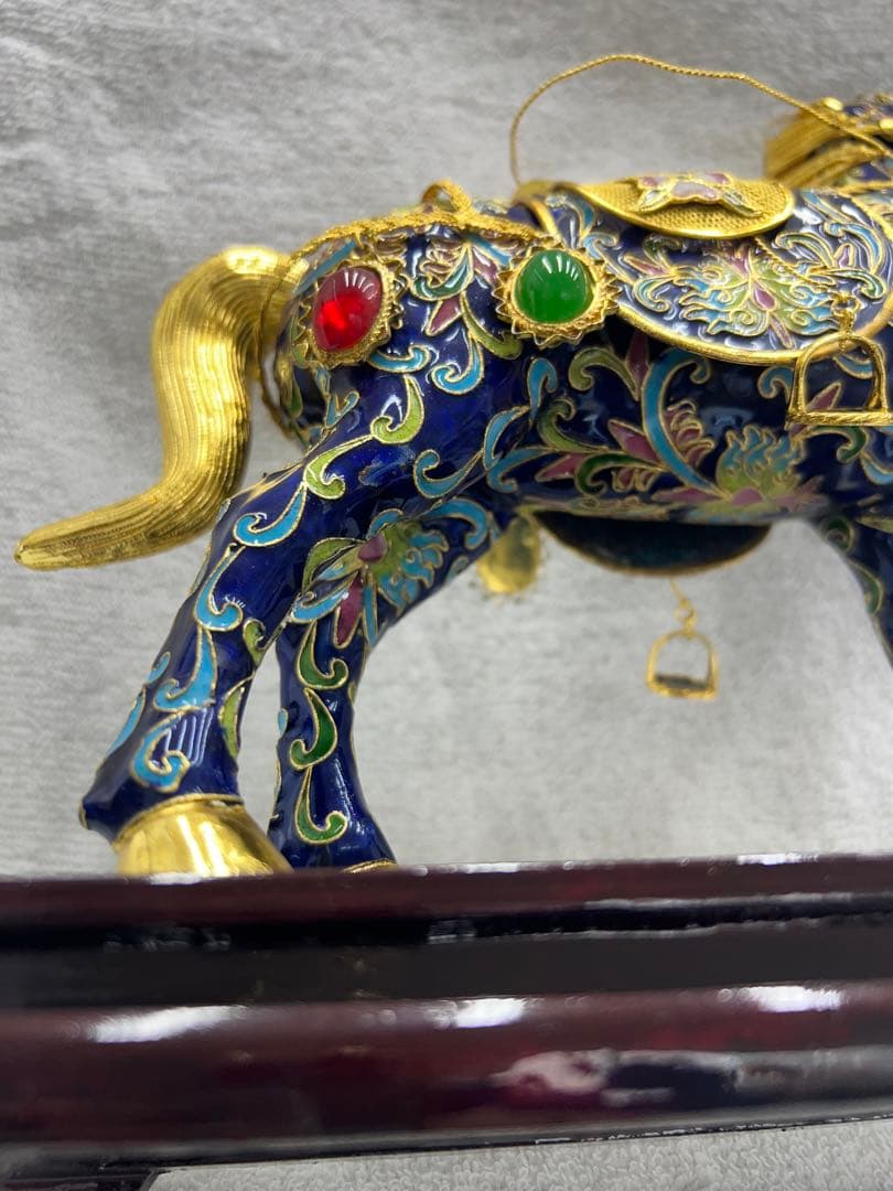 中国工芸 七宝焼 馬 金工細工馬置物 - メルカリ