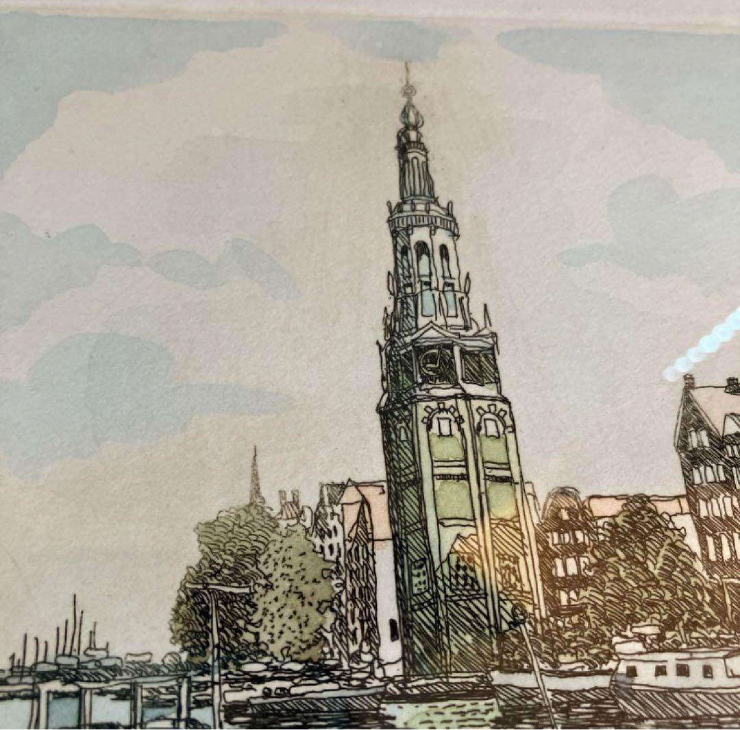 織田義郎 River side town 銅版画 手彩色 作者自筆サイン 額装 - メルカリ