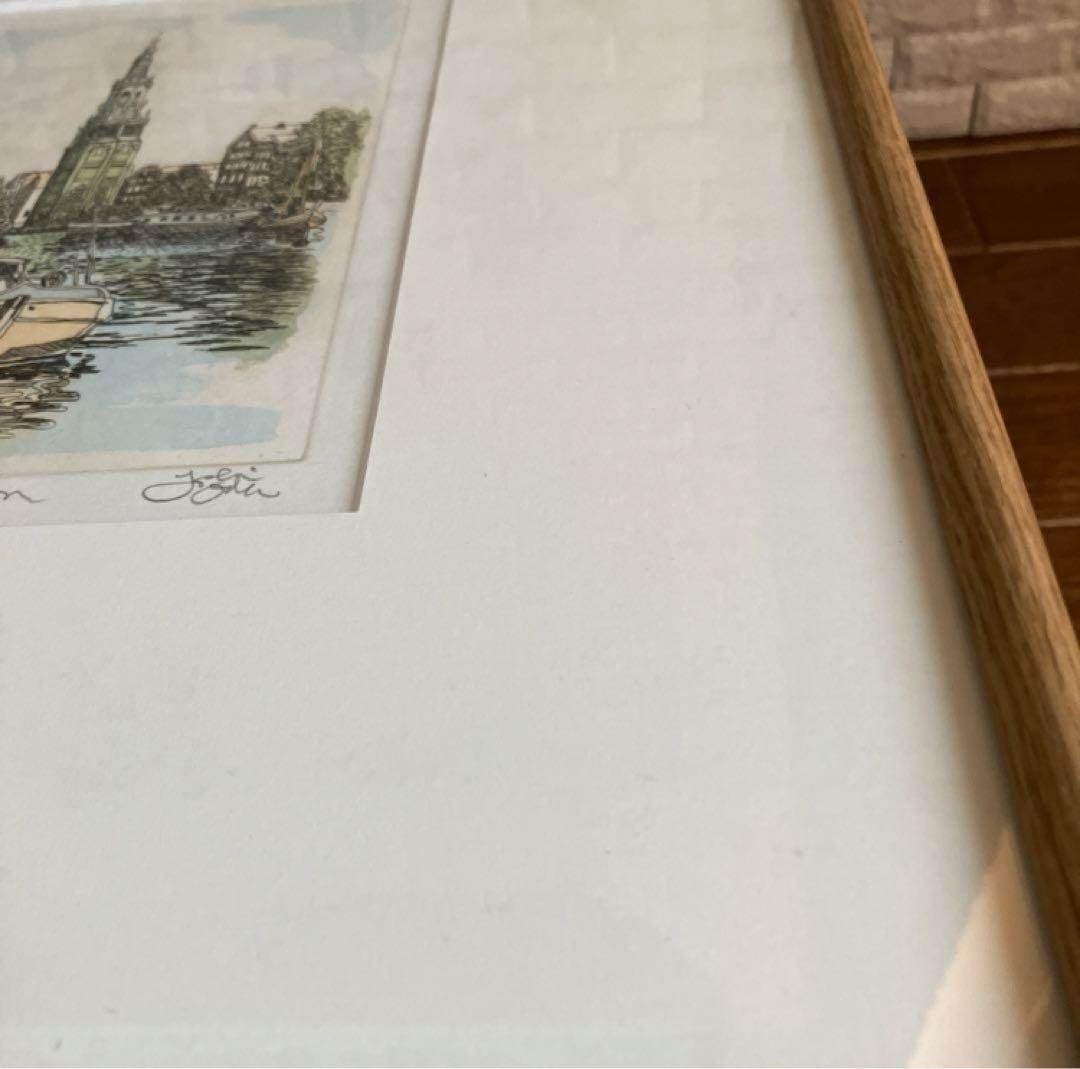 織田義郎 River side town 銅版画 手彩色 作者自筆サイン 額装 - メルカリ