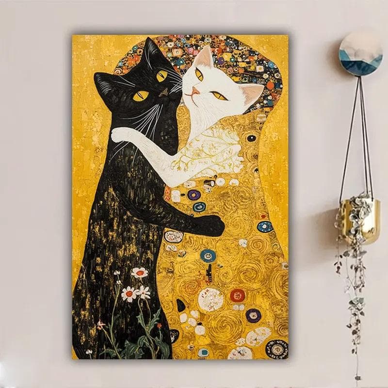 30×45 華麗なる猫の抱擁 正規サイズ 名画風ゴールドアート キャンバス