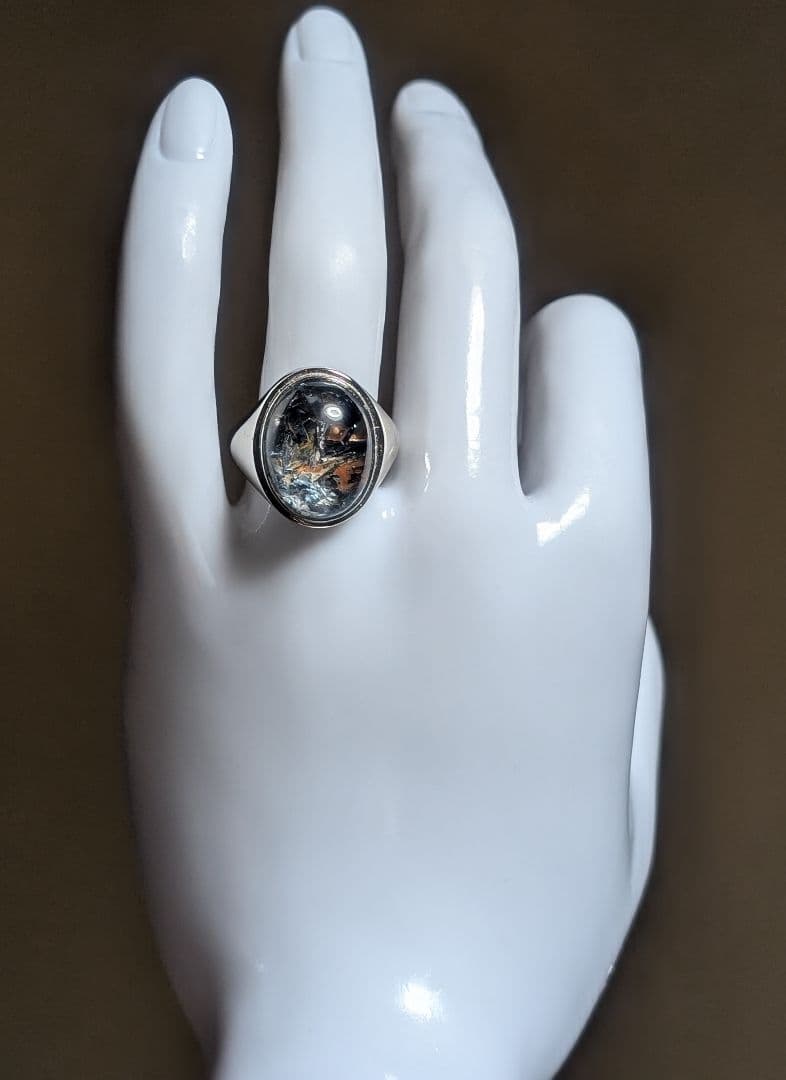 希少高品質個性派渋可愛いマイカインクォーツリング1点物