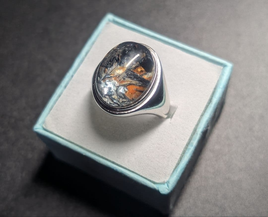 希少高品質個性派渋可愛いマイカインクォーツリング1点物