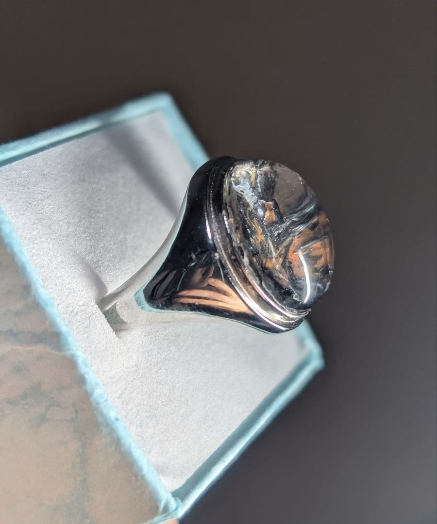 希少高品質個性派渋可愛いマイカインクォーツリング1点物