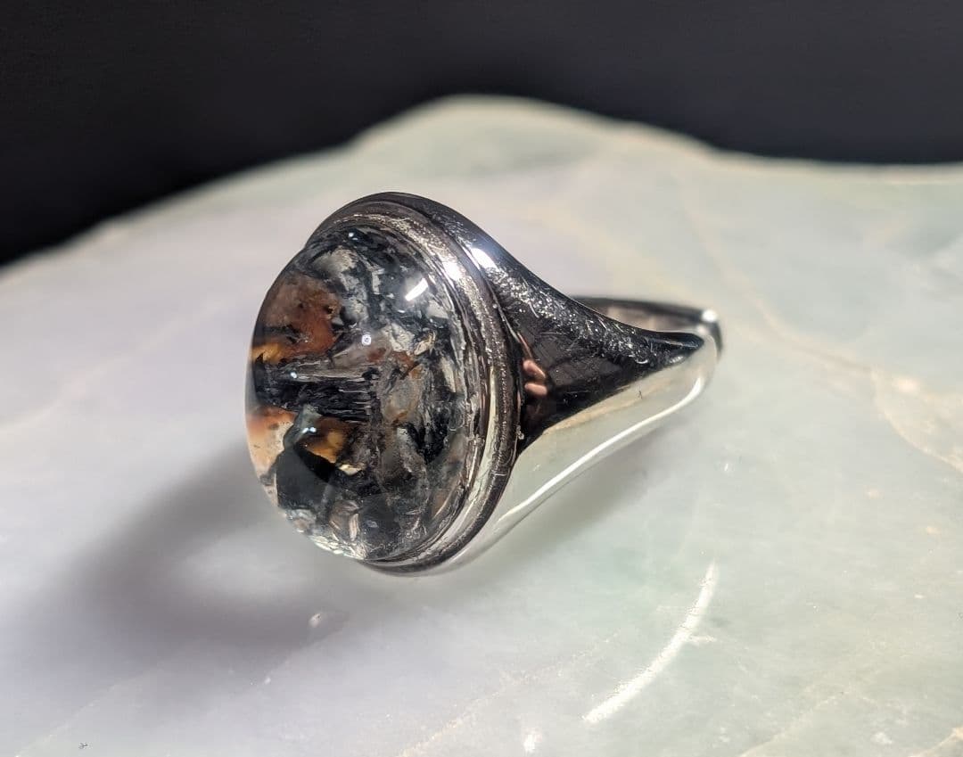 希少高品質個性派渋可愛いマイカインクォーツリング1点物