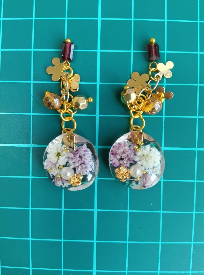 9182 フラワーレジン ガーネット チェコビーズ ハンドメイド パーツ