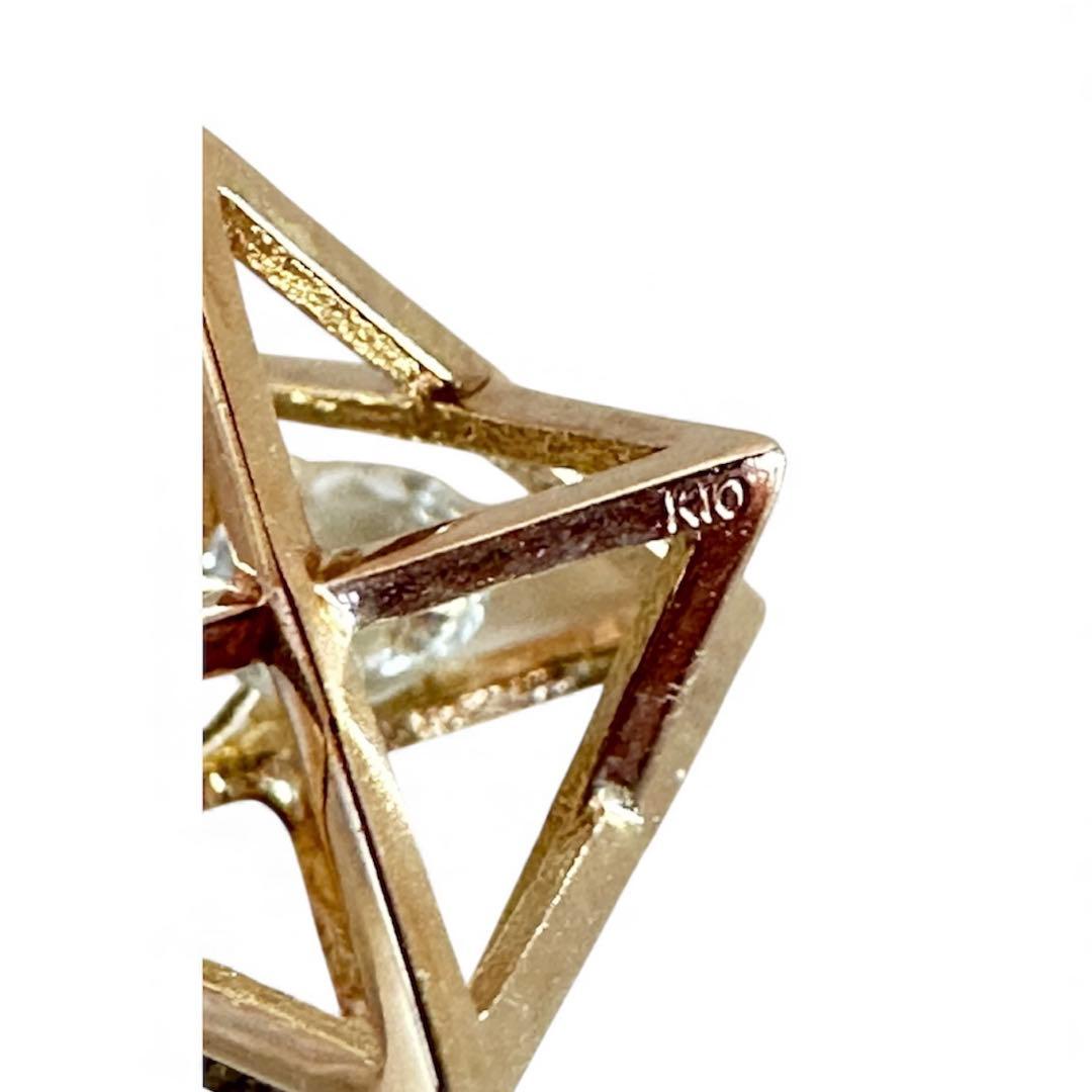 K10 揺れるアクアマリン デザインペンダント　1.20g 3月誕生日 マカバ