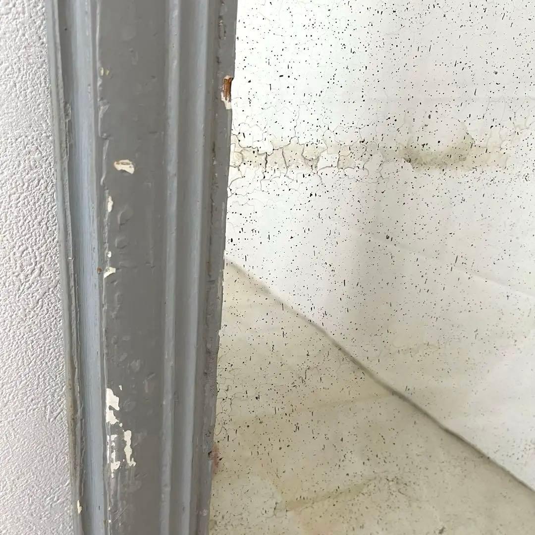 最終値下げ❗️フランスアンティークミラー ウォールミラー 木製鏡 グレーペイント