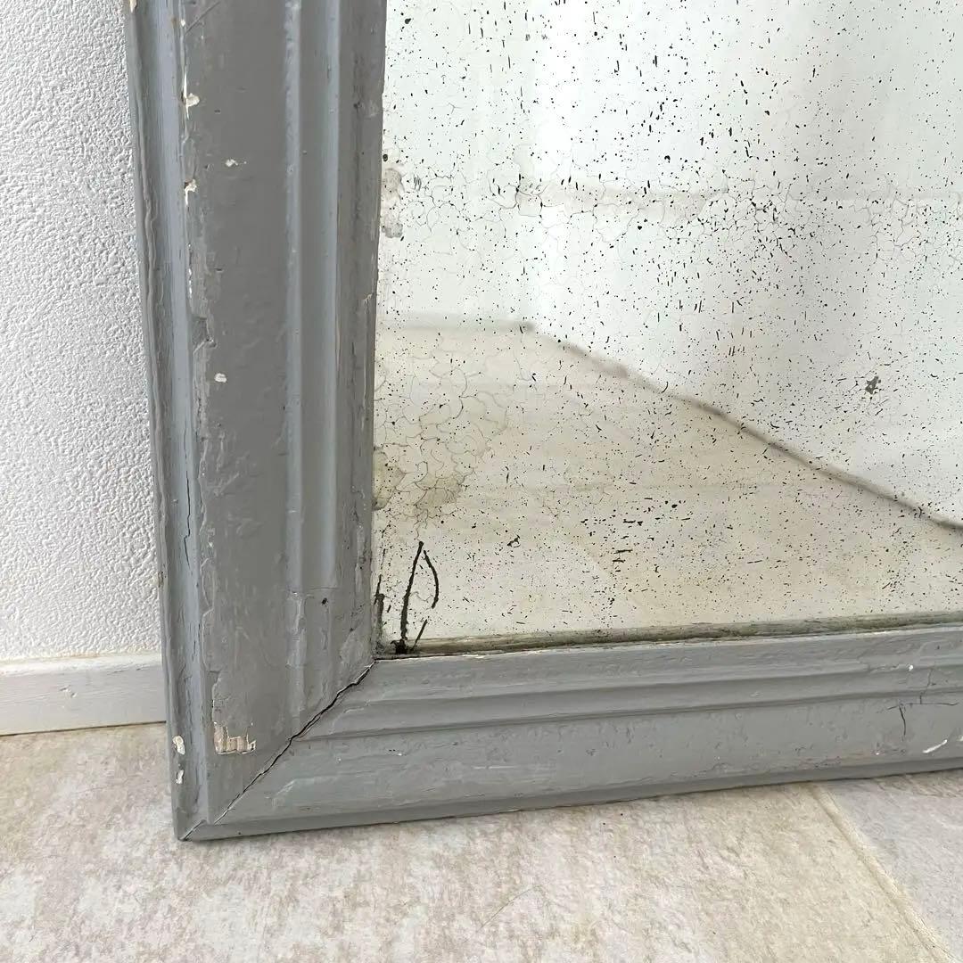 最終値下げ❗️フランスアンティークミラー ウォールミラー 木製鏡 グレーペイント