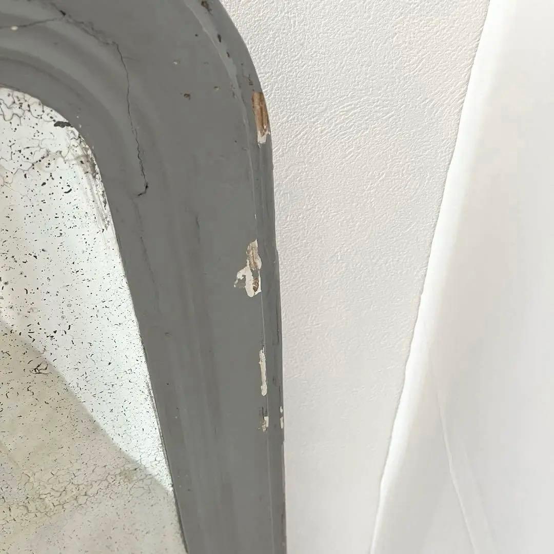 最終値下げ❗️フランスアンティークミラー ウォールミラー 木製鏡 グレーペイント