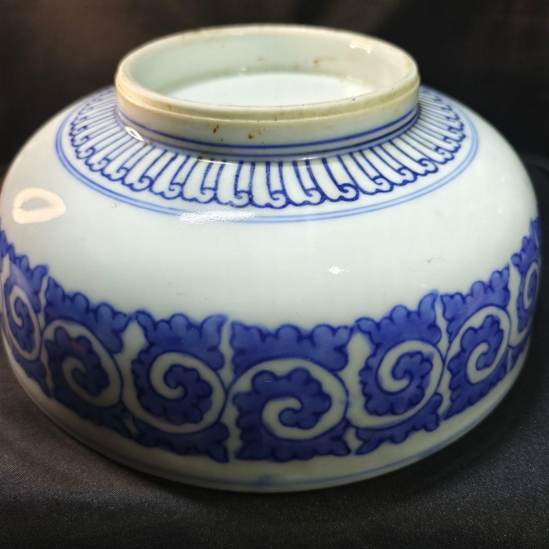 古伊万里 染付三つ鉢 山水風景文 手描き 明治骨董 古美術品 蒐集家放出