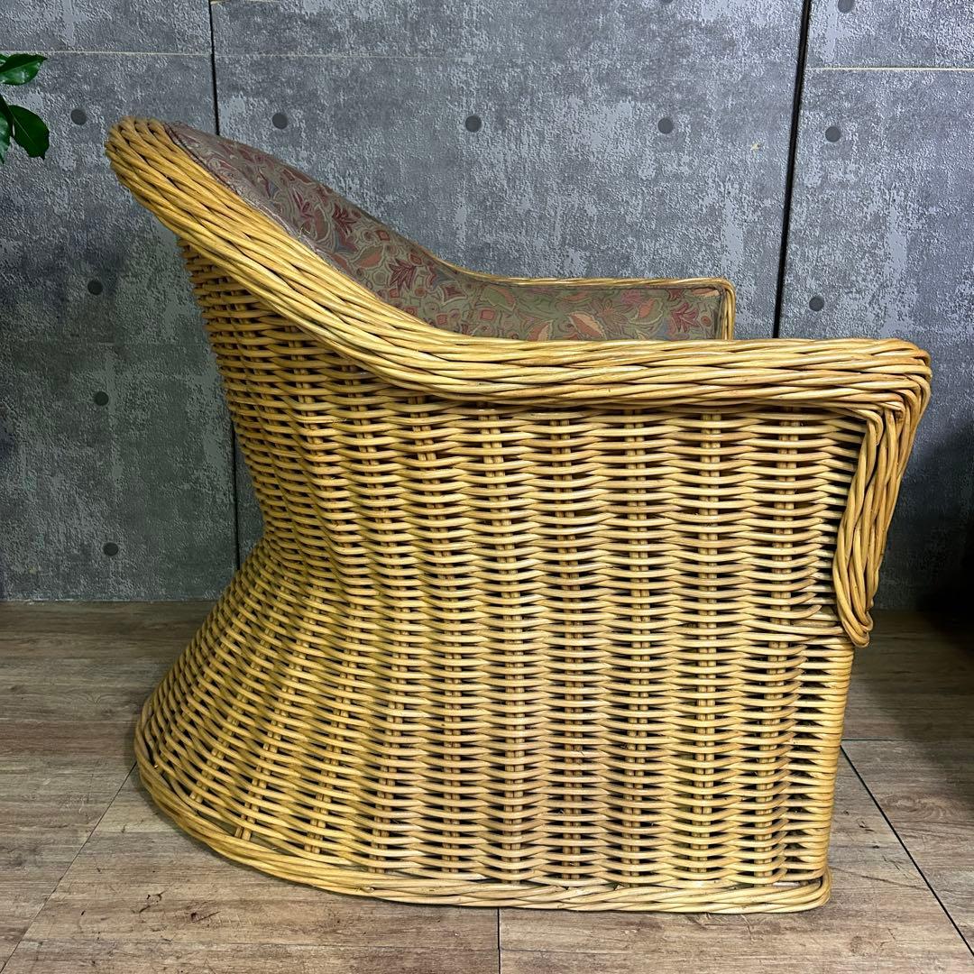 ꧁CASABLANCA カサブランカ꧂ラタン1Pアームソファ2脚 籐家具 花柄