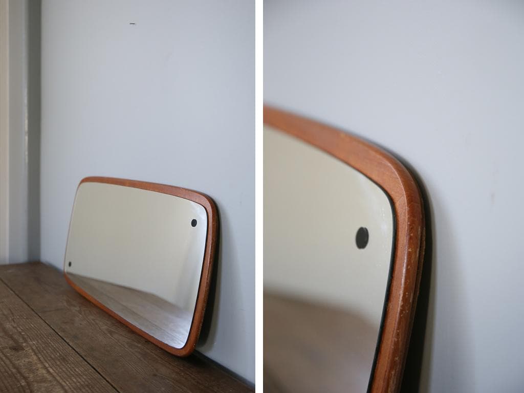 英国アンティークチーク古木ウォールミラー/木製壁掛け鏡/立鏡/姿見(91-195