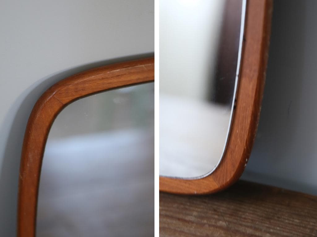 英国アンティークチーク古木ウォールミラー/木製壁掛け鏡/立鏡/姿見(91-195