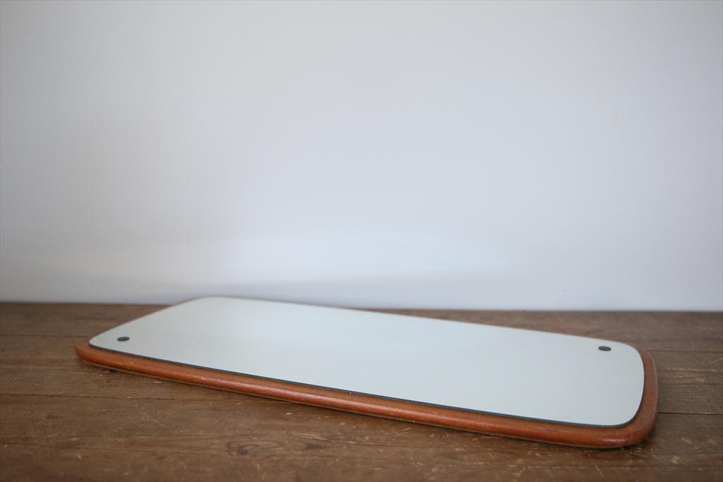 英国アンティークチーク古木ウォールミラー/木製壁掛け鏡/立鏡/姿見(91-195