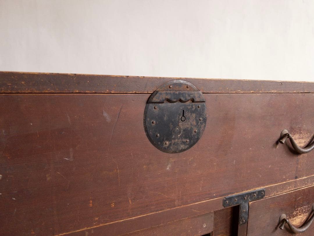 ガラス棚 和箪笥 M065 古道具 古家具 和家具 ビンテージ アンティーク