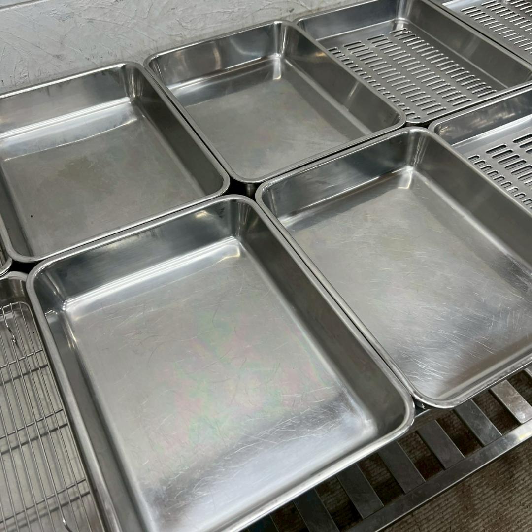 10セット ステンレスバット 水切りバット 揚げ網 浅型 厨房用品