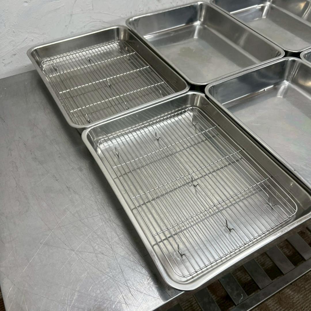 10セット ステンレスバット 水切りバット 揚げ網 浅型 厨房用品