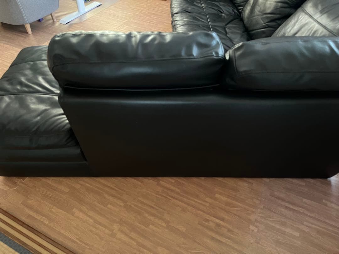 (胡ちょＯ〜ちゃん)ニトリ②本革 コーナーソファ Nステイツ 黒 左カウチ