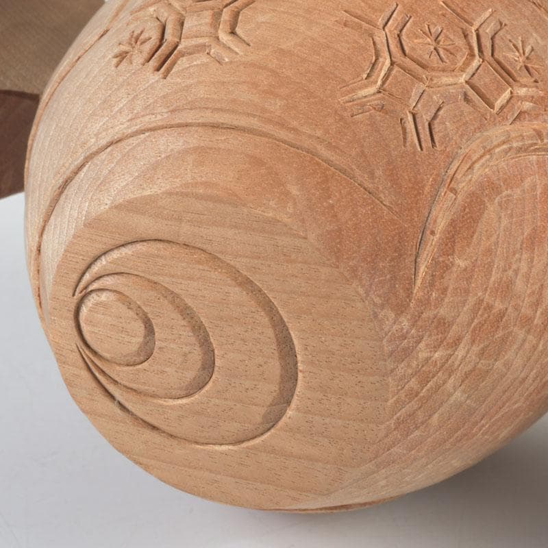 井波彫刻　紅雲作　木彫　鼠と小槌　干支　置物　共箱　C　9418