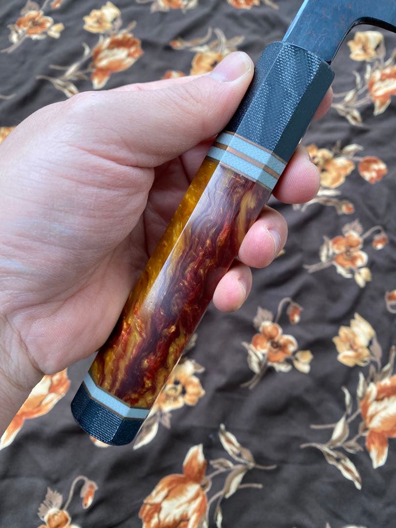 景清 KAGEKIYO 青紙一号 黒染めダマスカス オレンジハンドル 240mm