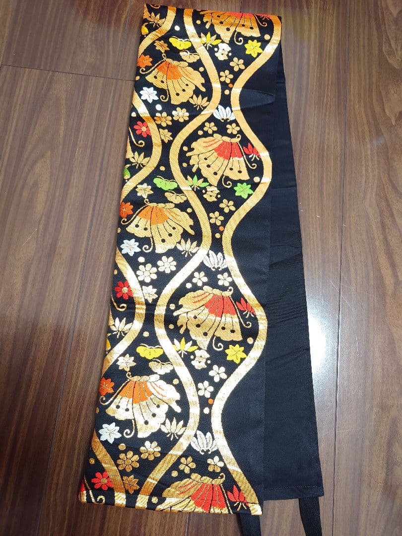 正絹　七五三　ハーフ成人式　作り帯　1点物　黒系　蝶柄　ハンドメイド