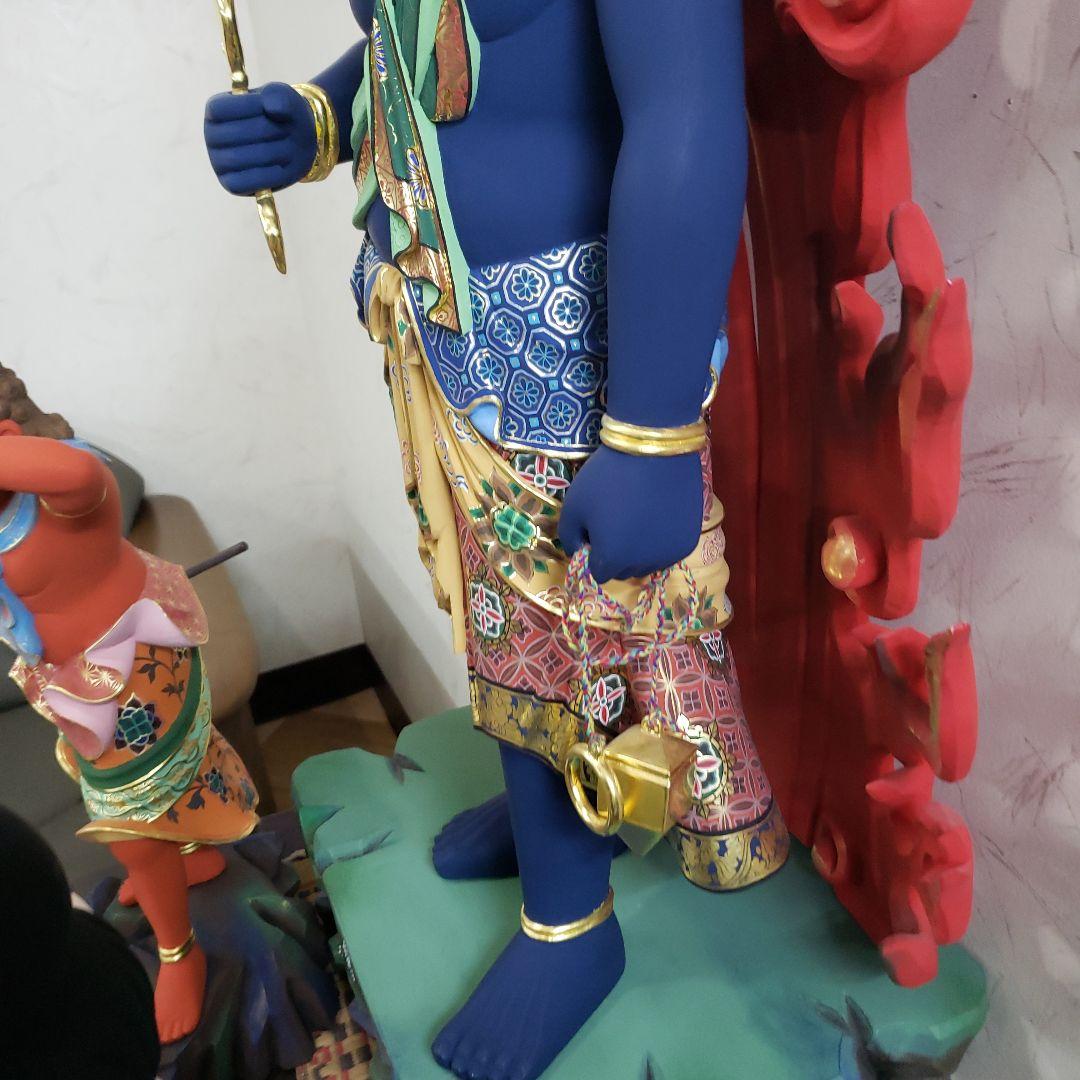 Bフライデー送料無料☆極彩色 不動明王三尊像2尺☆矜羯羅童子・制多迦