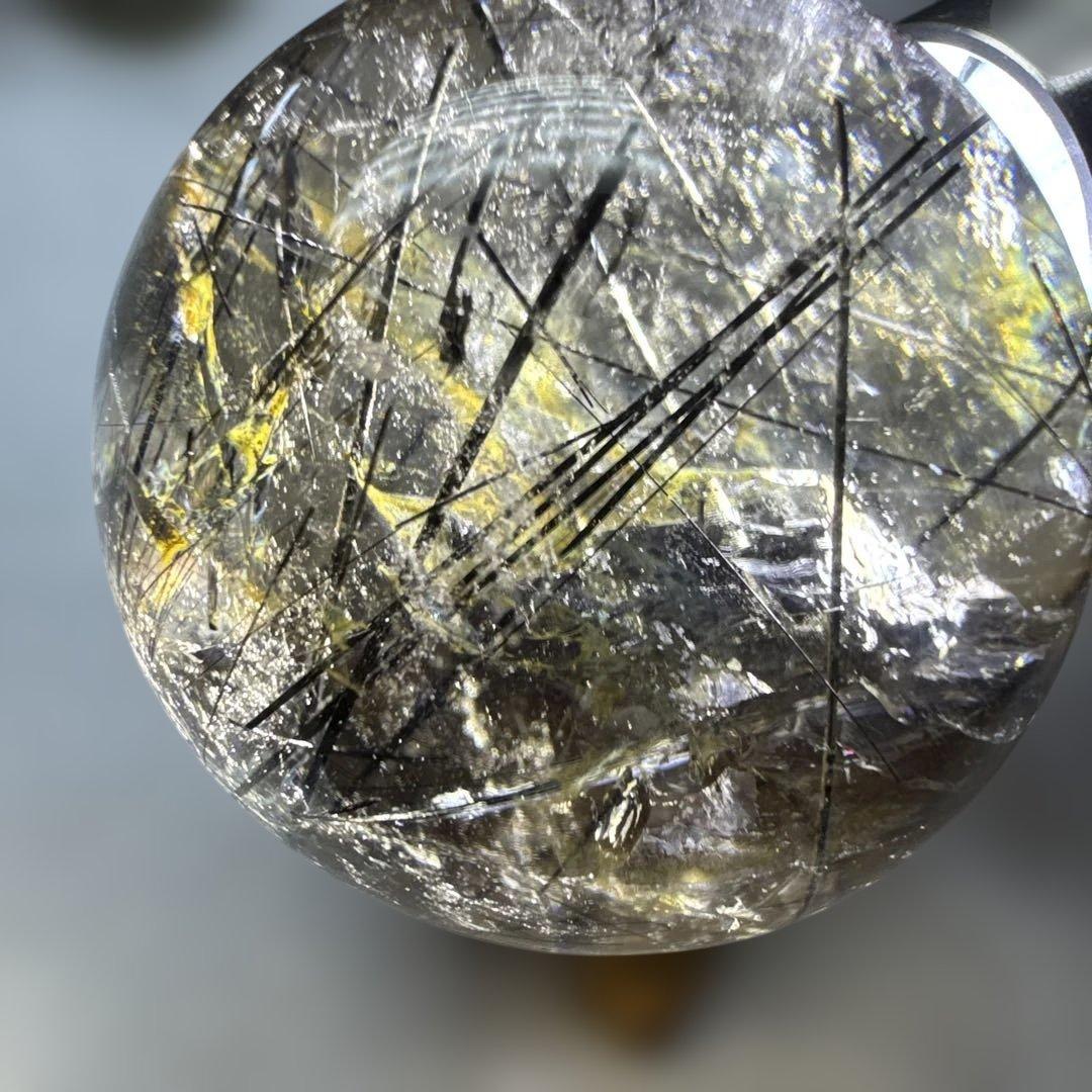 希少　透明度抜群　ブラックルチルスフィア　スモーキー　丸玉