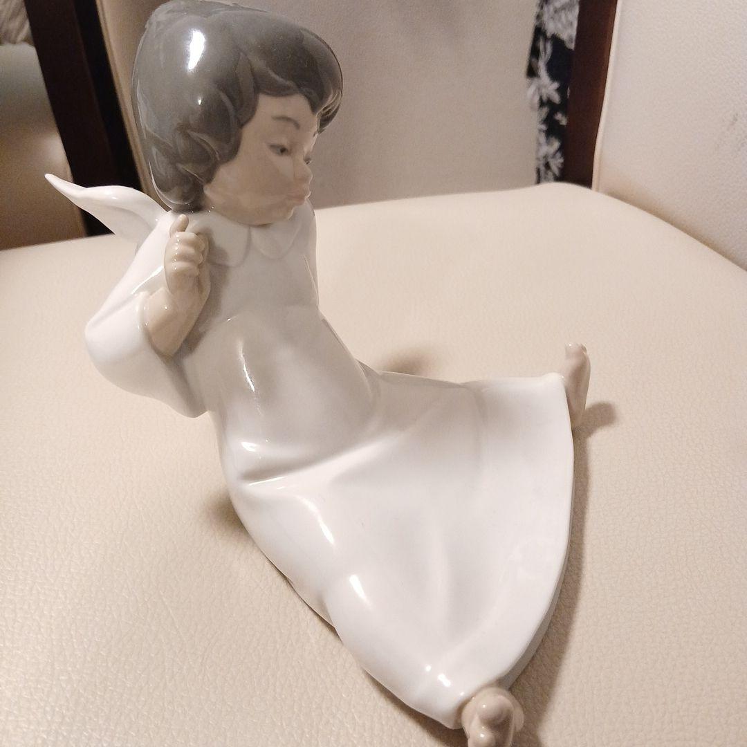 陶器製 天使の置物 ホワイト・グレー