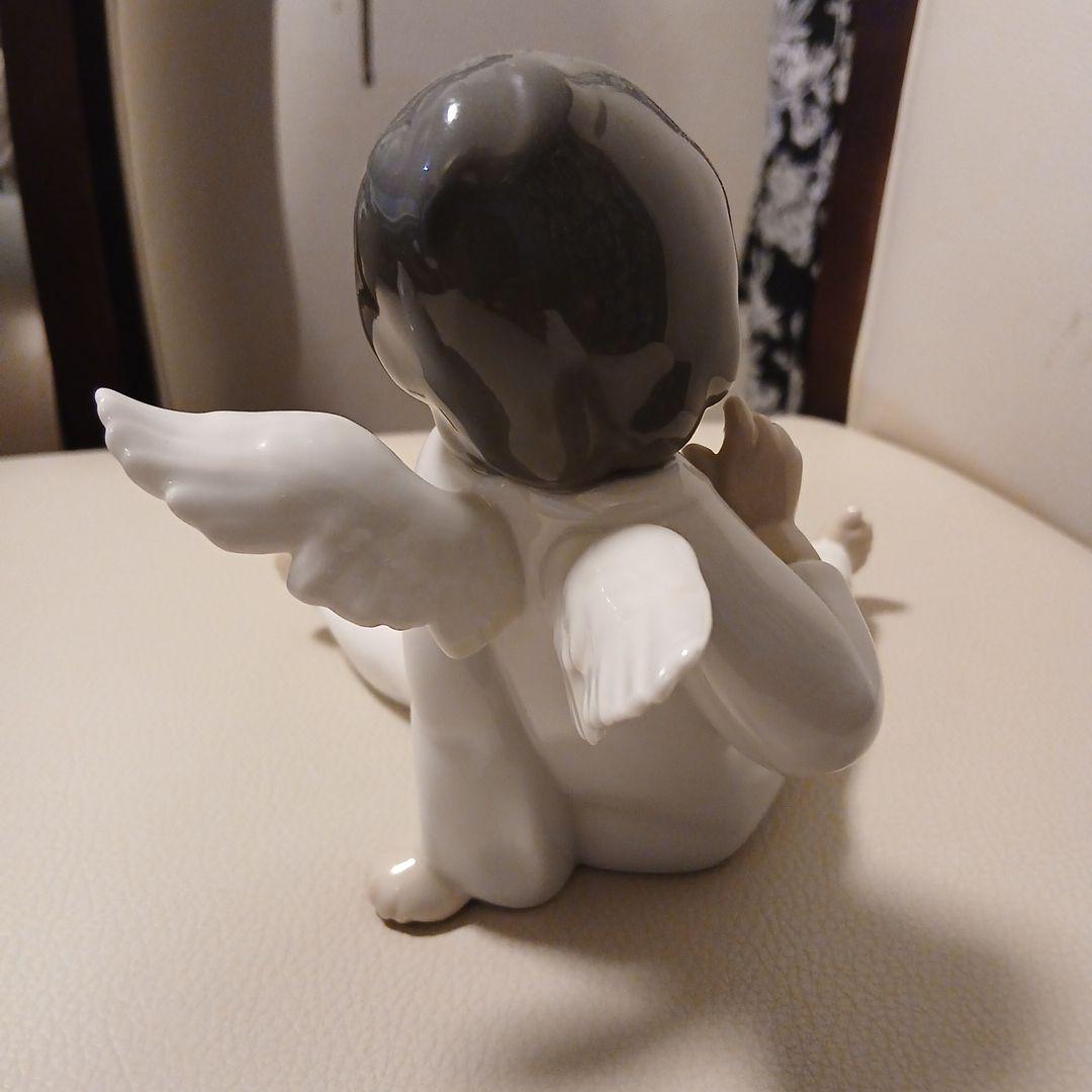 陶器製 天使の置物 ホワイト・グレー