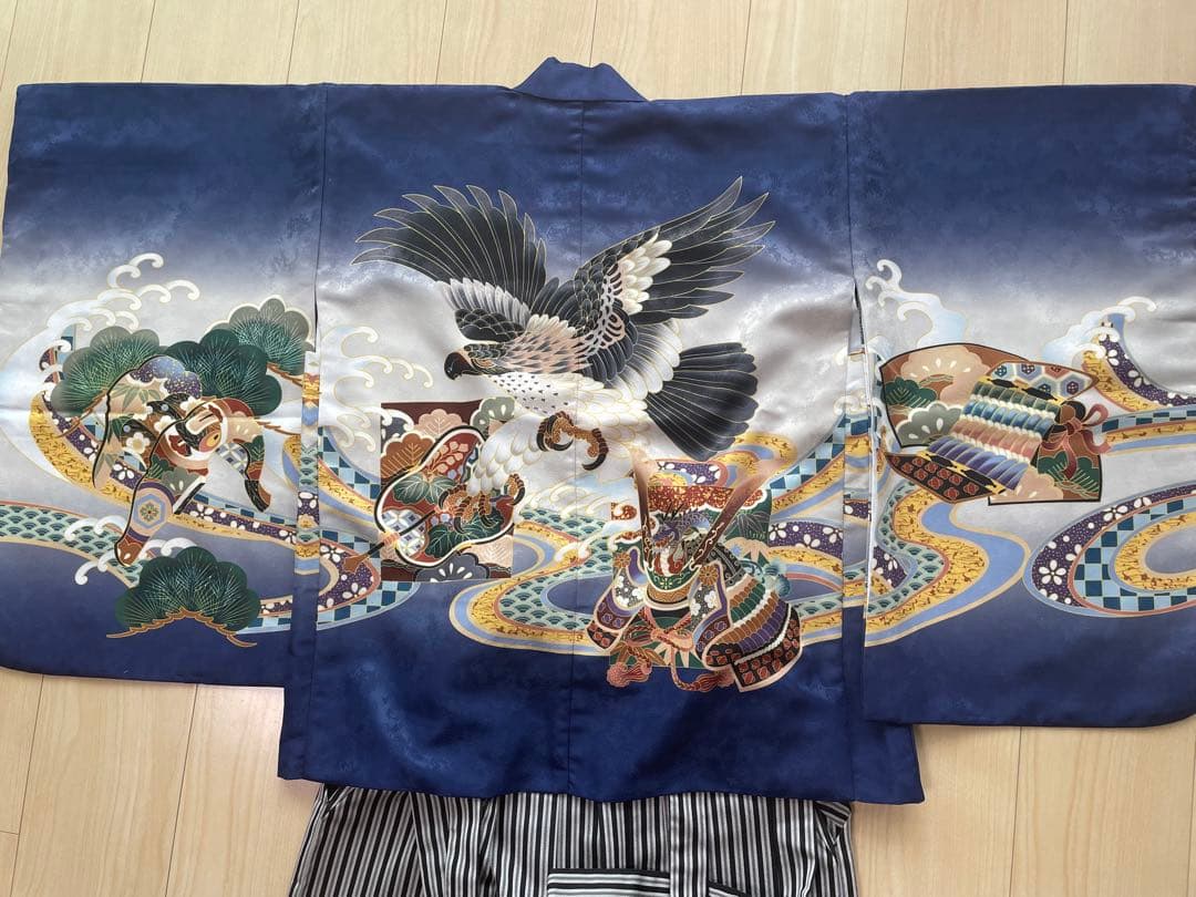 子供用着物セット 鷹デザイン 草履付き