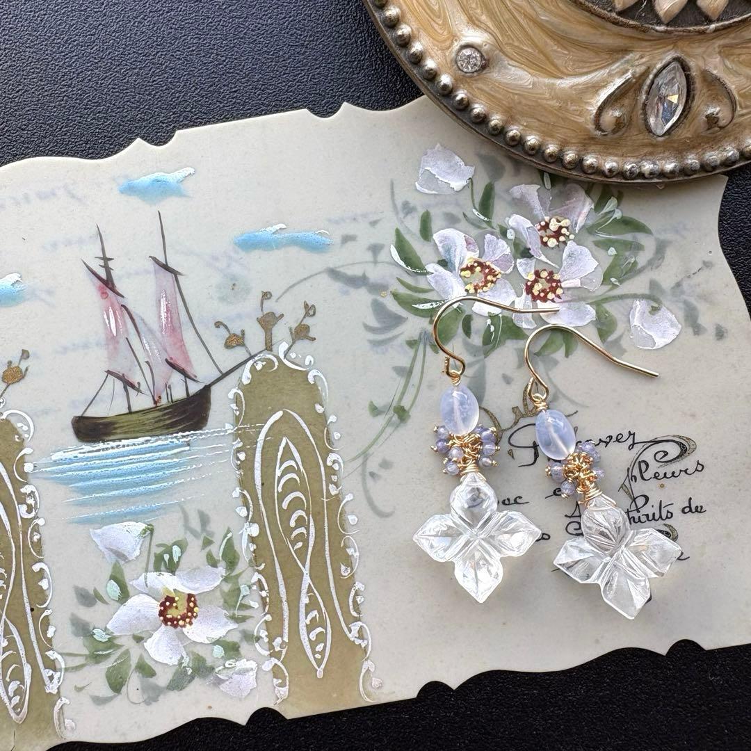 《ラスト》水晶&カルセドニー＊ピアスorイヤリング