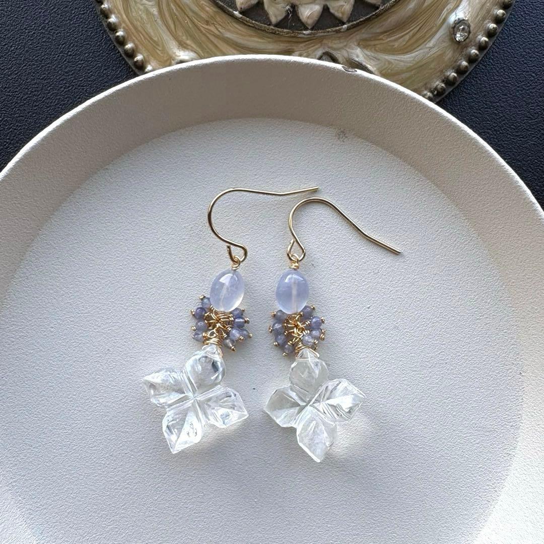 《ラスト》水晶&カルセドニー＊ピアスorイヤリング