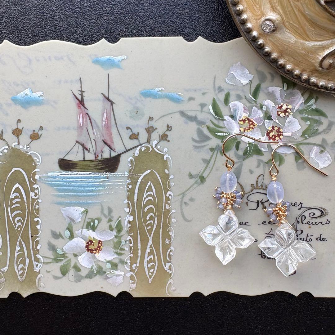 《ラスト》水晶&カルセドニー＊ピアスorイヤリング