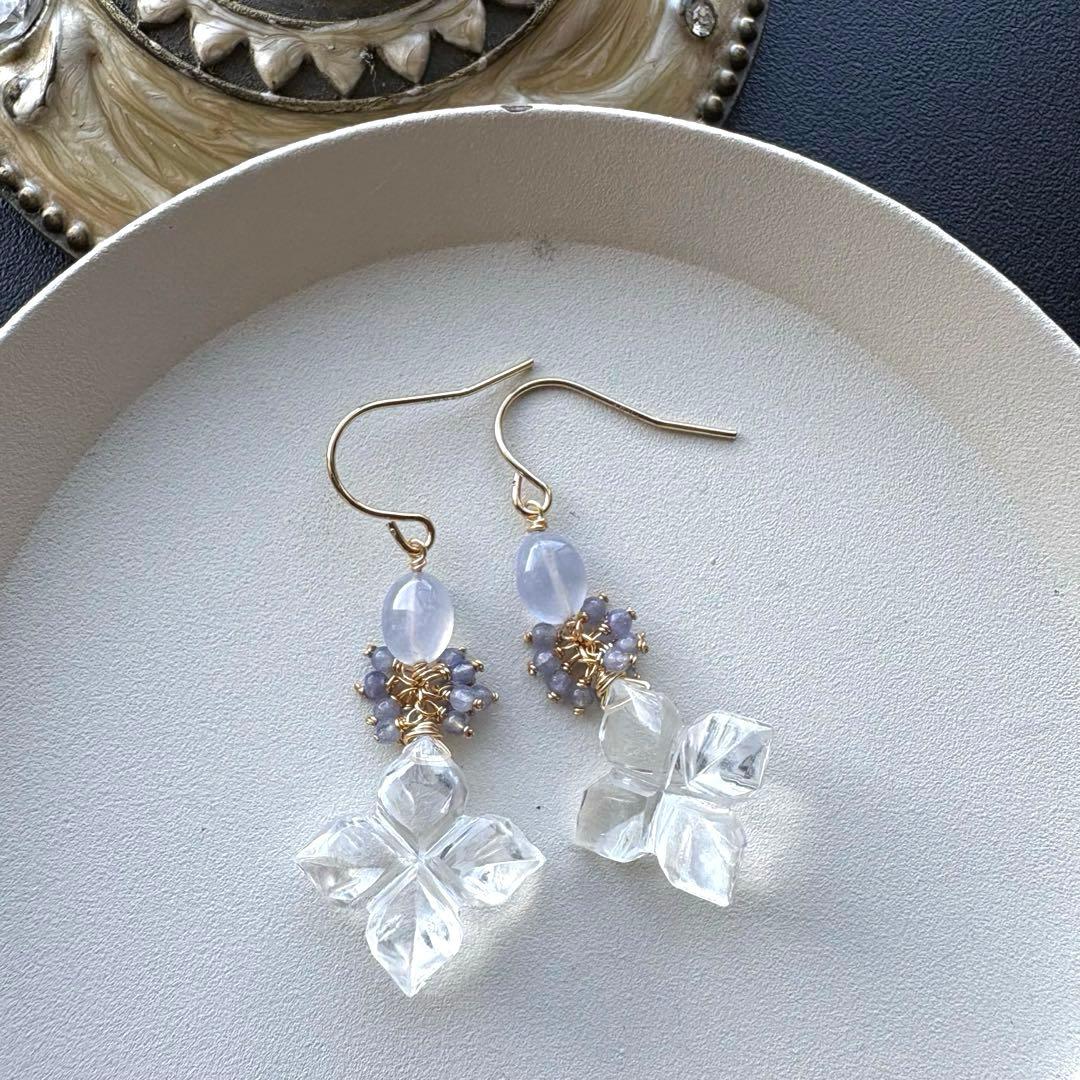 《ラスト》水晶&カルセドニー＊ピアスorイヤリング