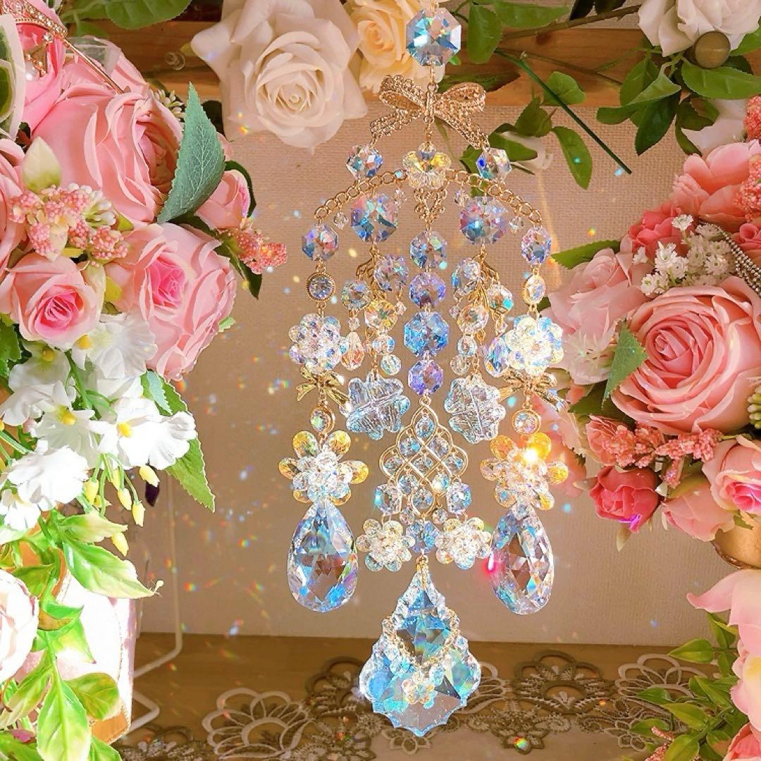 スワロフスキー♡Aurora flower。:.゜ஐ⋆*サンキャッチャー♡