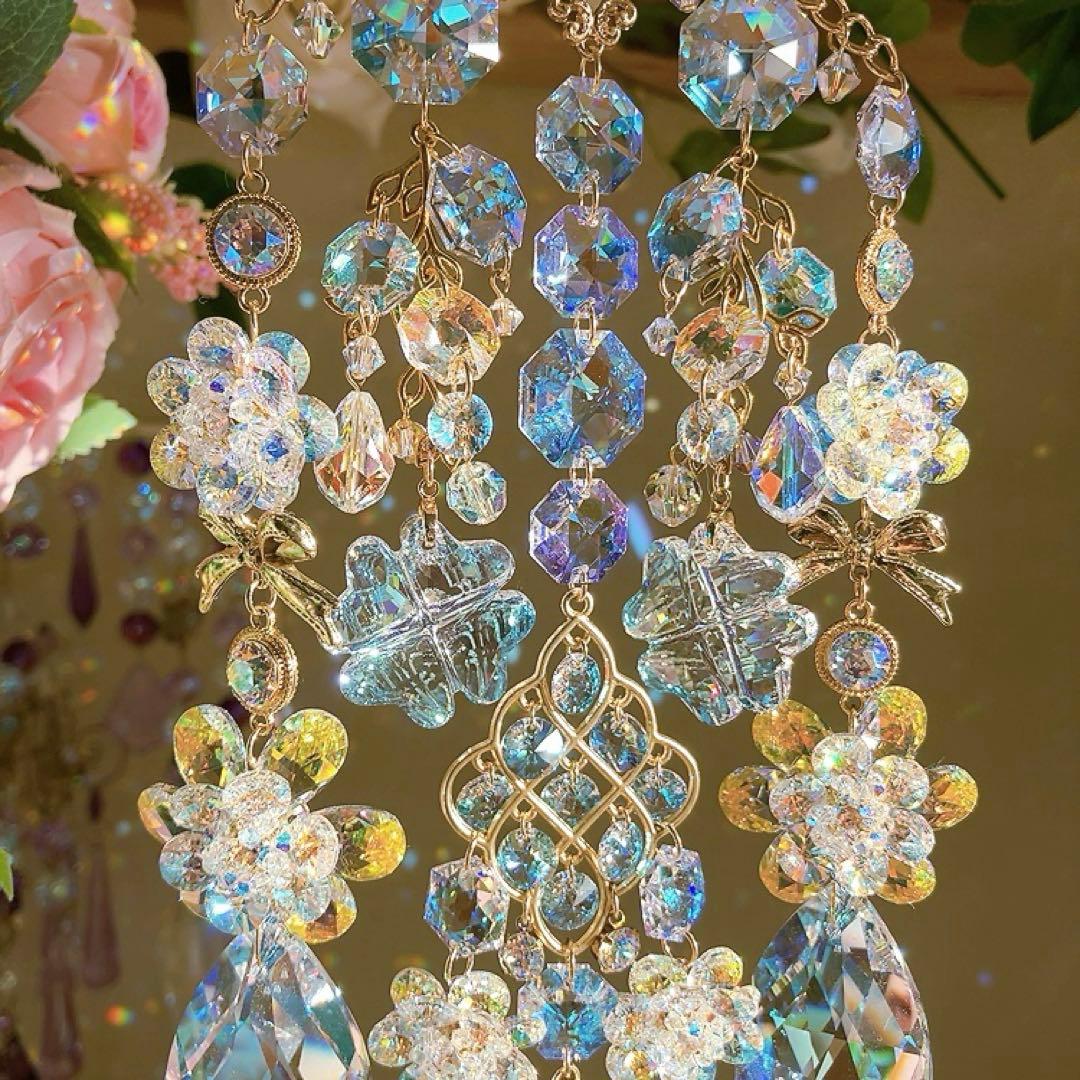 スワロフスキー♡Aurora flower。:.゜ஐ⋆*サンキャッチャー♡