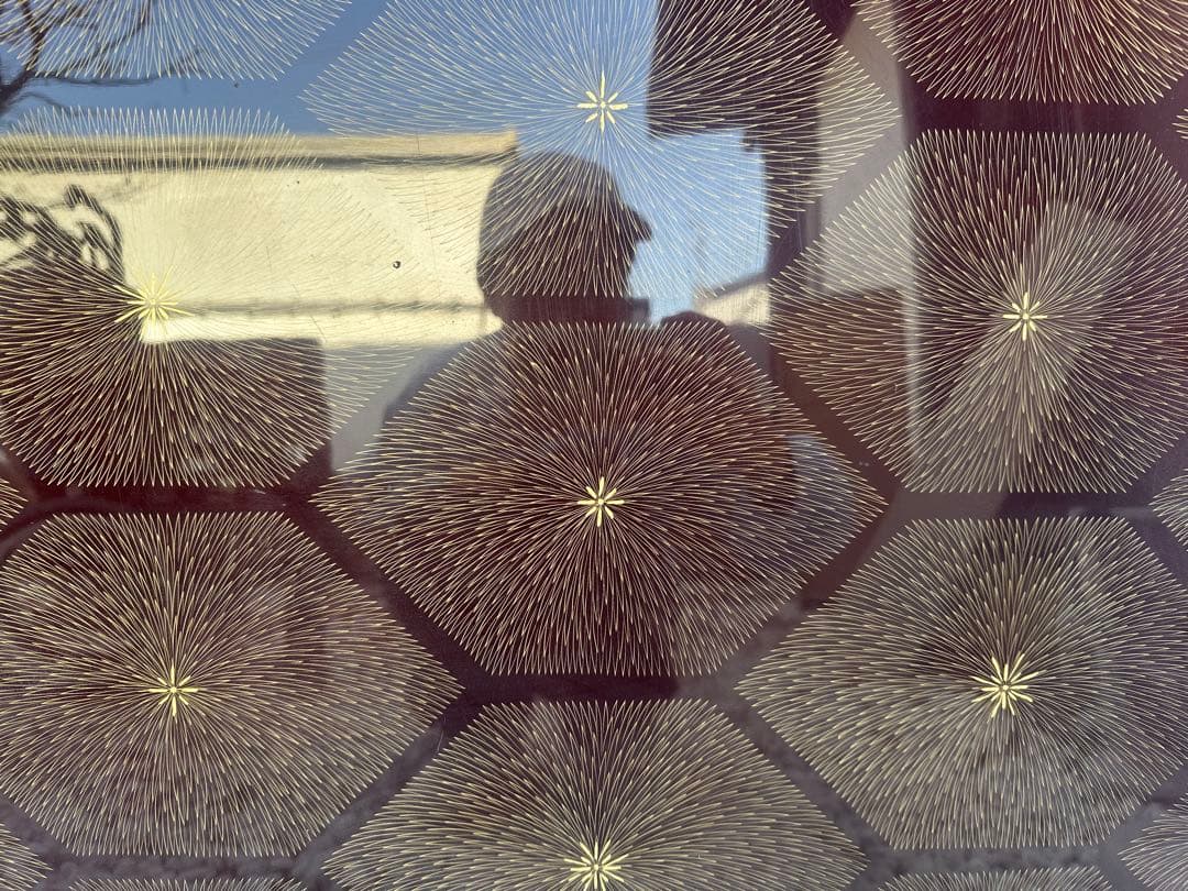 岡　(美品)輪島塗　平卓　テーブル　ブラウン 六角形模様の座卓