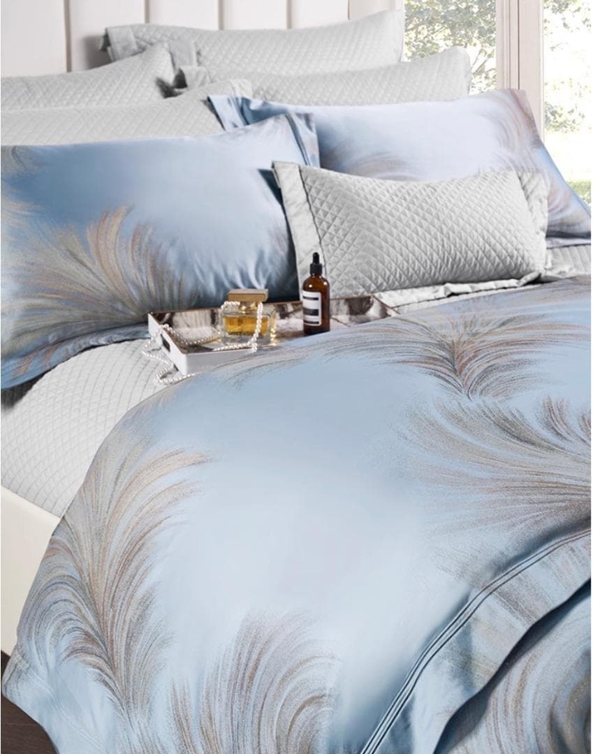 オーダーメイド エジプト超長綿100% 1000TC ジャガード ブルー 羽